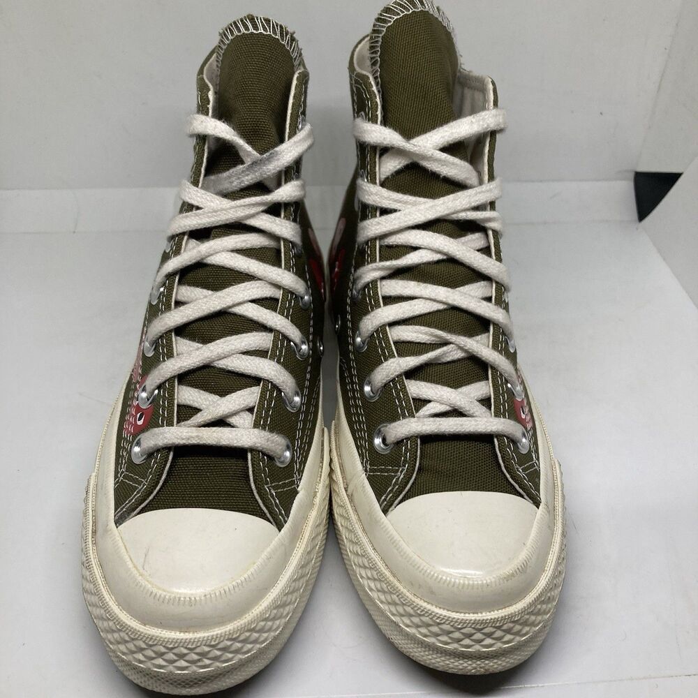 Converse Comme des GarconsWomens 5 PLAY Chuck Taylor High Top Olive Hearts - Picture 2 of 10